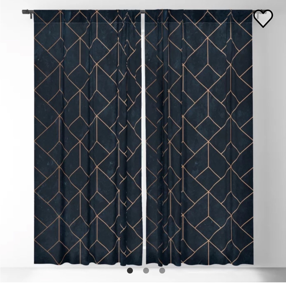 Blue and gold geometric curtains , great condition